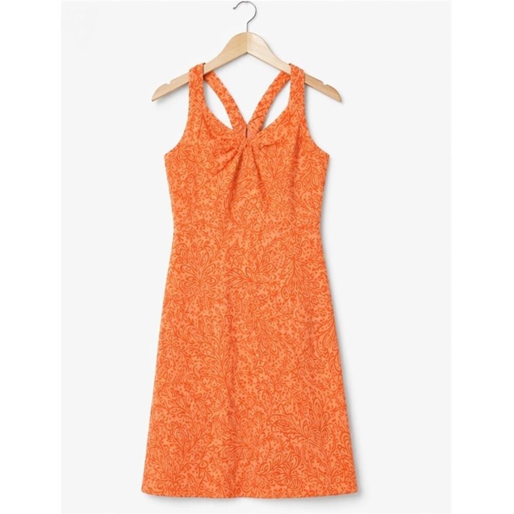 LOFT Orange Sundress Size S Sleeveless Bow Front Fit Flare